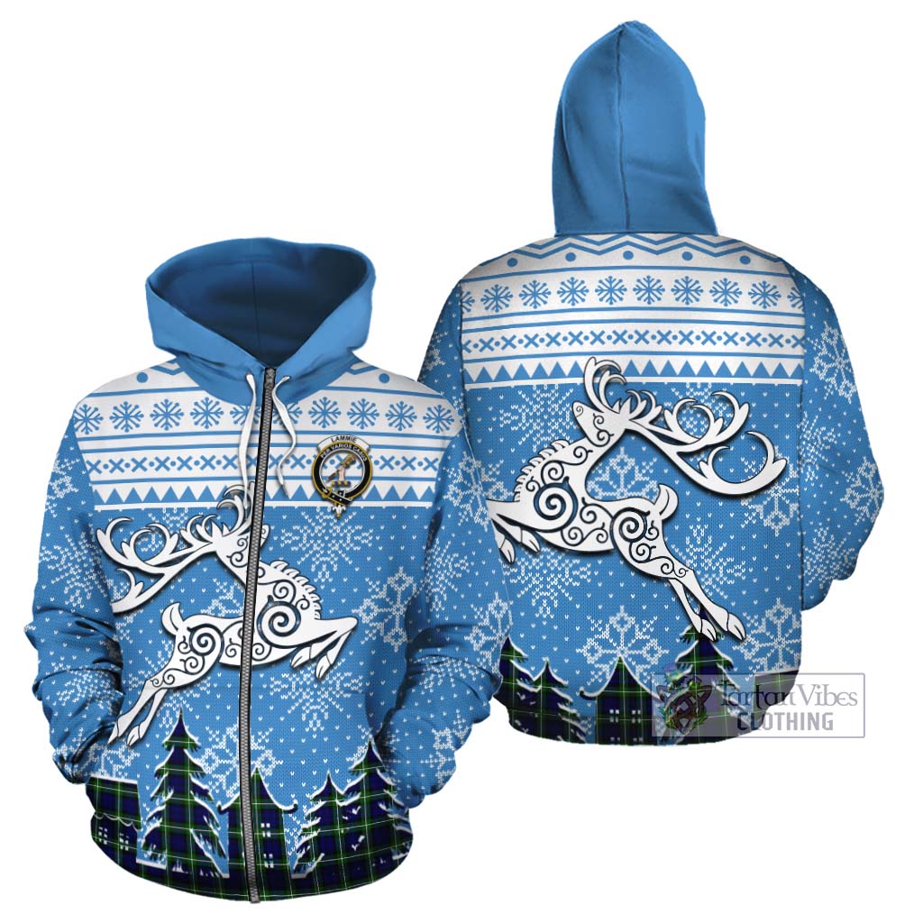 Lammie Clan Christmas Cotton Hoodie Celtic Reindeer Style - Tartan Vibes Clothing