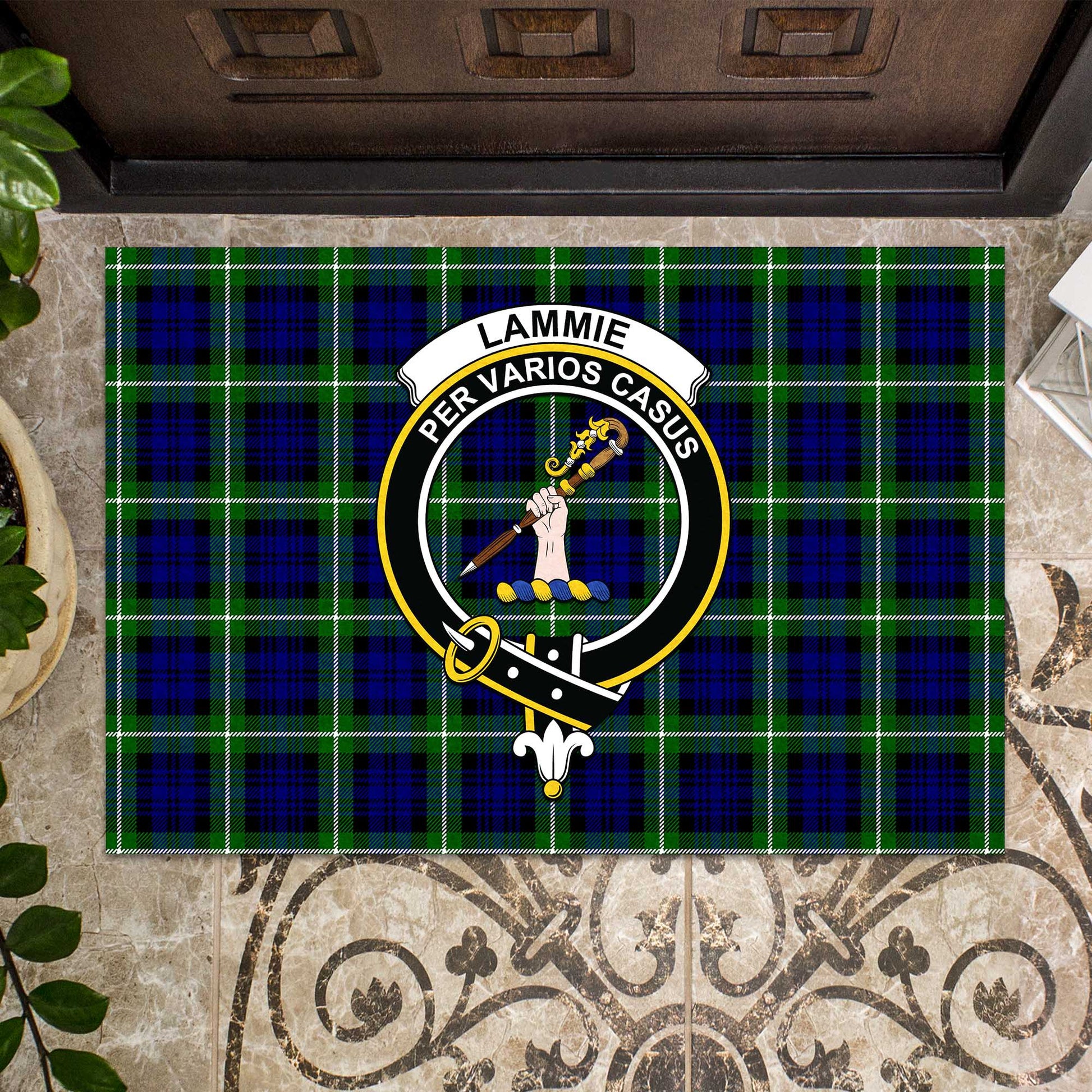 Lammie Tartan Rubber Doormat with Family Crest - Tartan Vibes Clothing