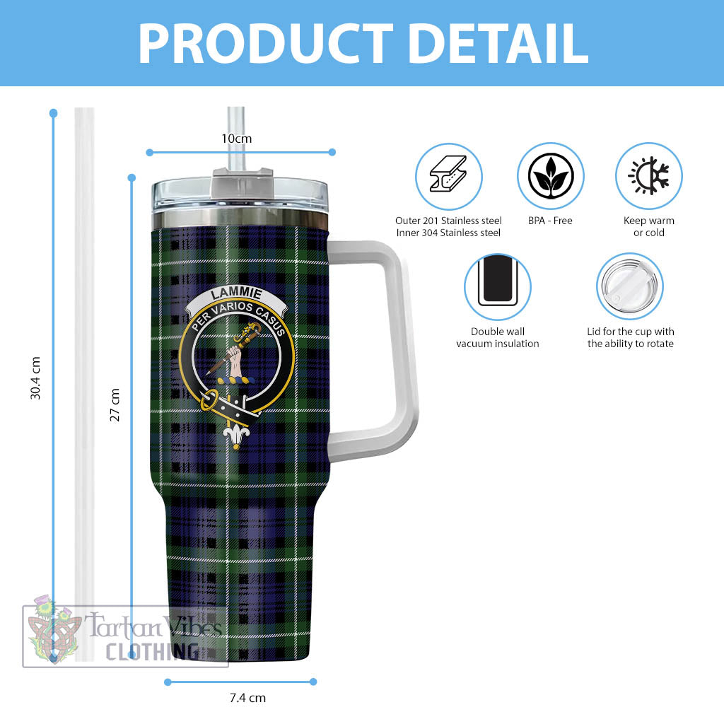Lammie Tartan Tumbler with Handle with Family Crest - Tartan Vibes Clothing