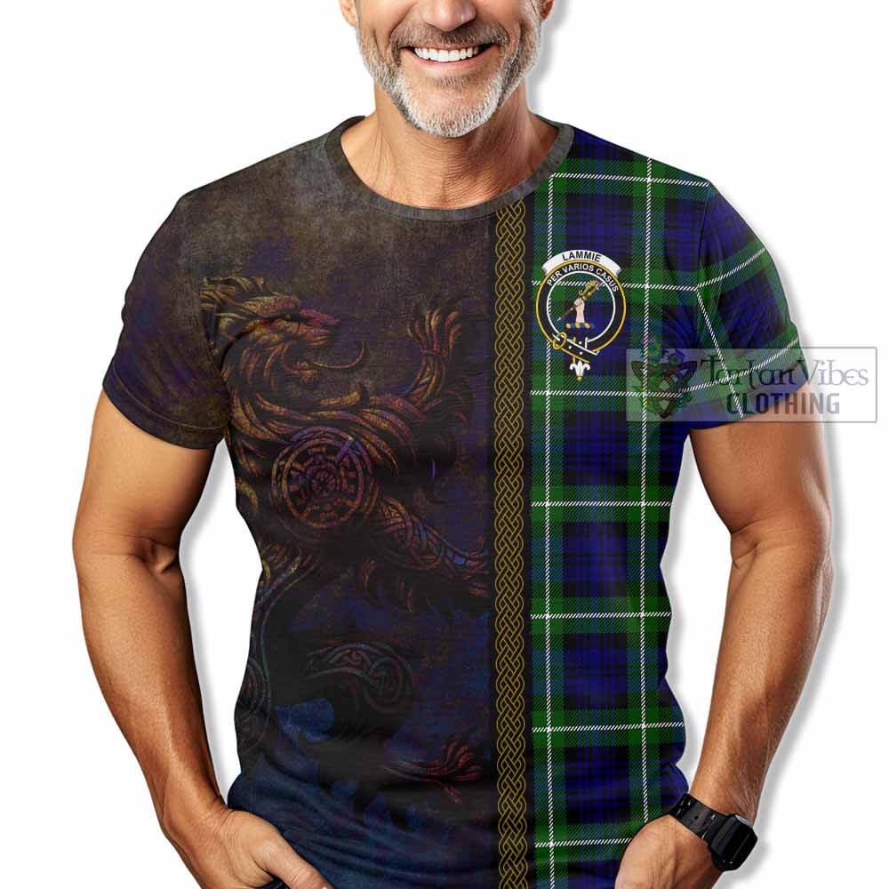 Tartan Vibes Clothing Lammie Tartan Family Crest T-Shirt Alba Gu Brath Be Brave Lion Ancient Style
