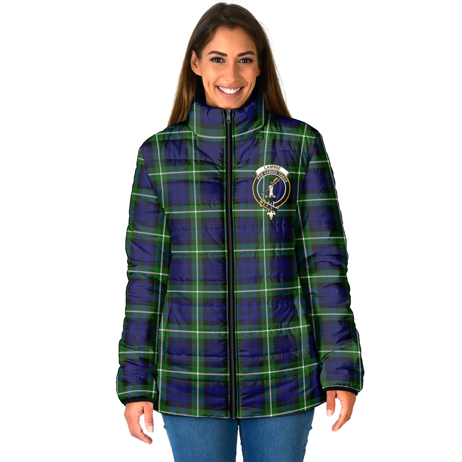 Lammie Tartan Padded Jacket with Family Crest - Tartan Vibes Clothing