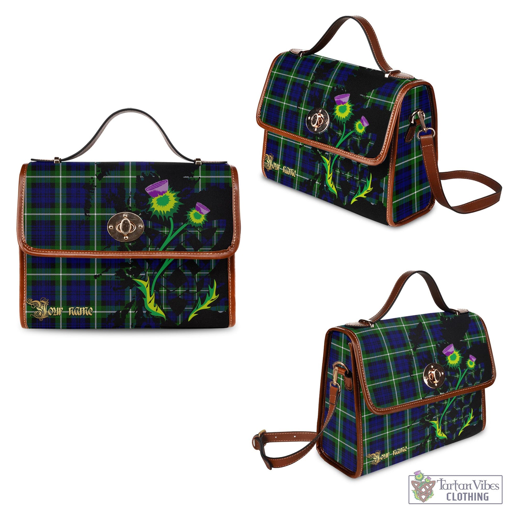 Tartan Vibes Clothing Lammie Tartan Waterproof Canvas Bag with Scotland Map and Thistle Celtic Accents