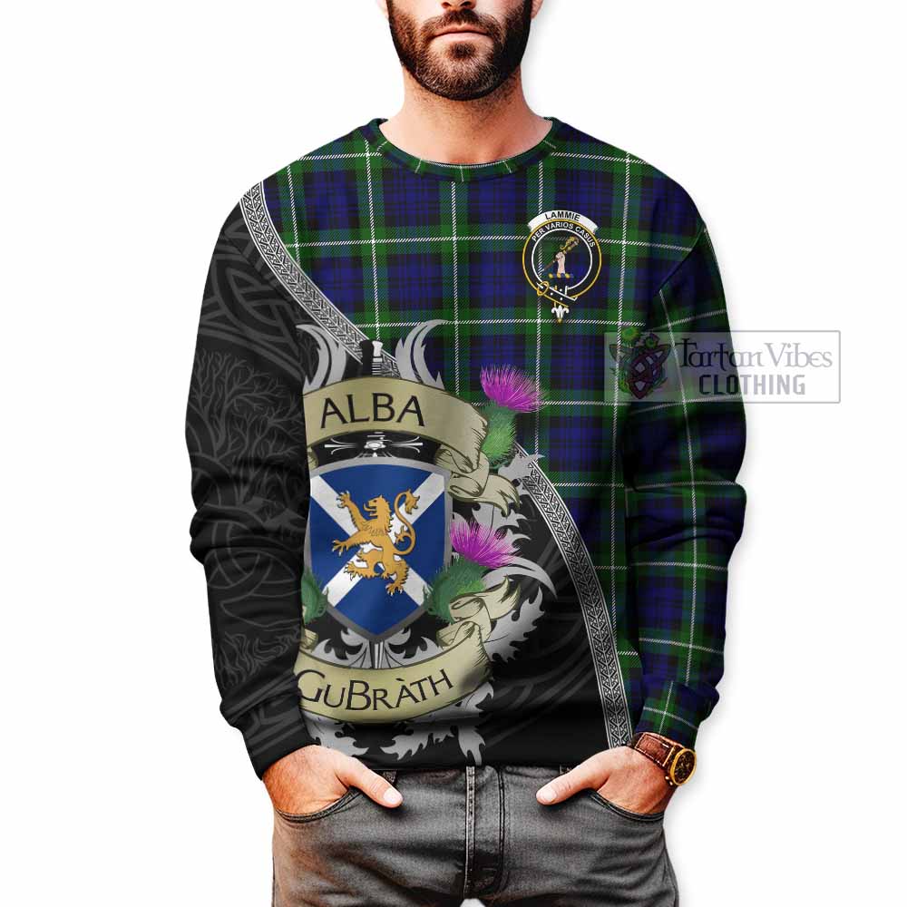 Lammie Tartan Family Crest Sweatshirt Lion Rampant Royal Thistle Shield Celtic Inspired - Tartan Vibes Clothing