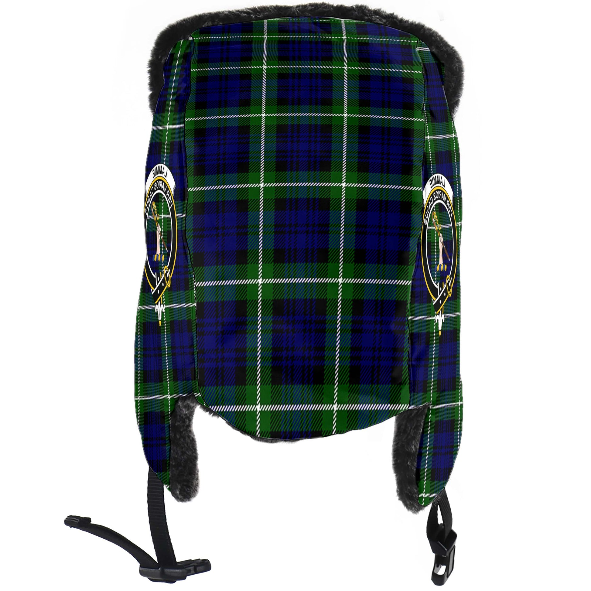 Lammie Tartan Winter Trapper Hat with Family Crest - Tartan Vibes Clothing