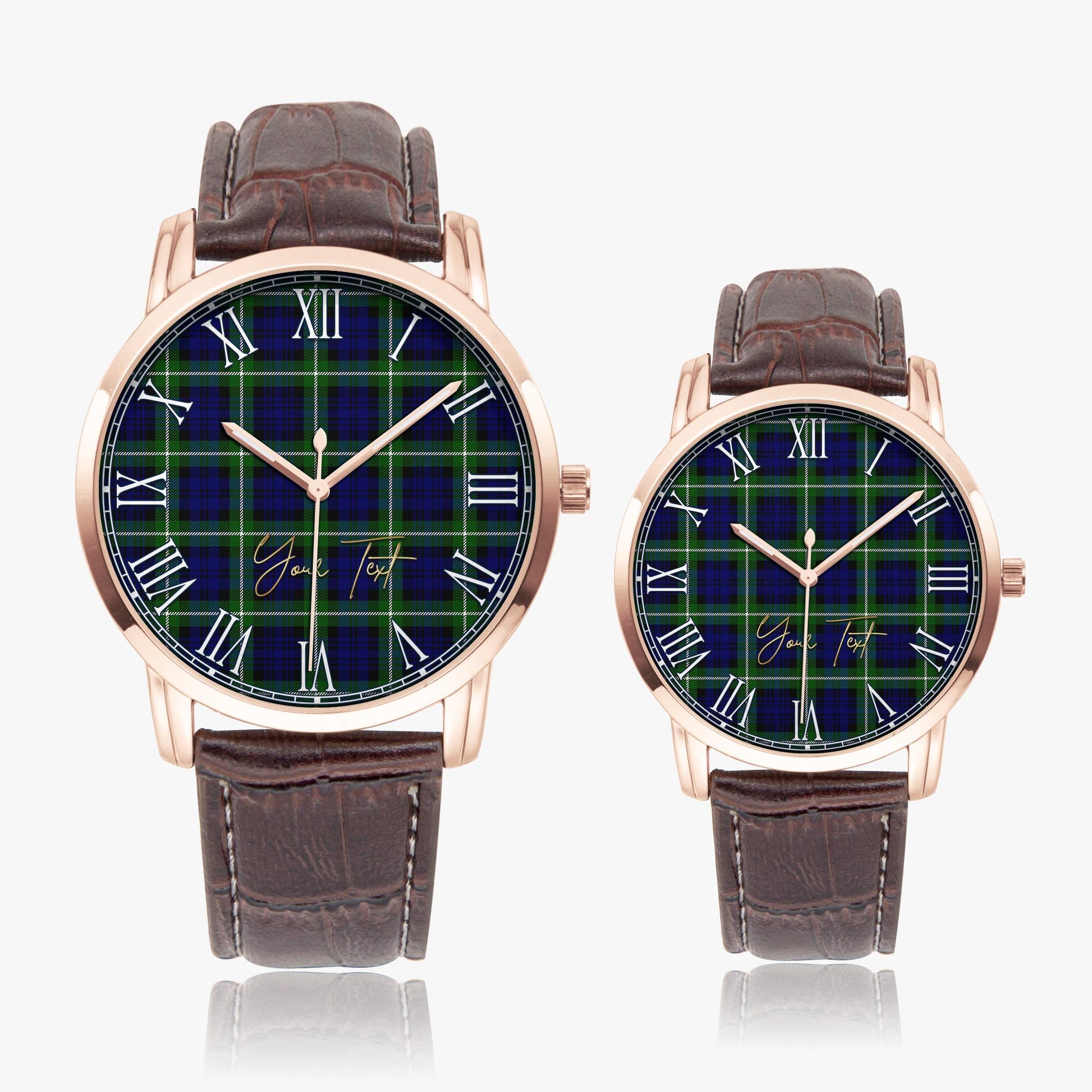 Lammie Tartan Personalized Your Text Leather Trap Quartz Watch - Tartan Vibes Clothing