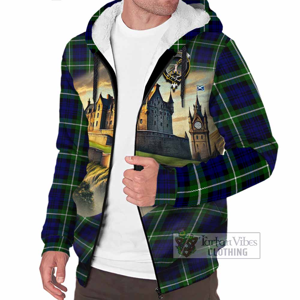 Lammie Tartan Family Crest Sherpa Hoodie with Scottish Ancient Castle Style - Tartan Vibes Clothing