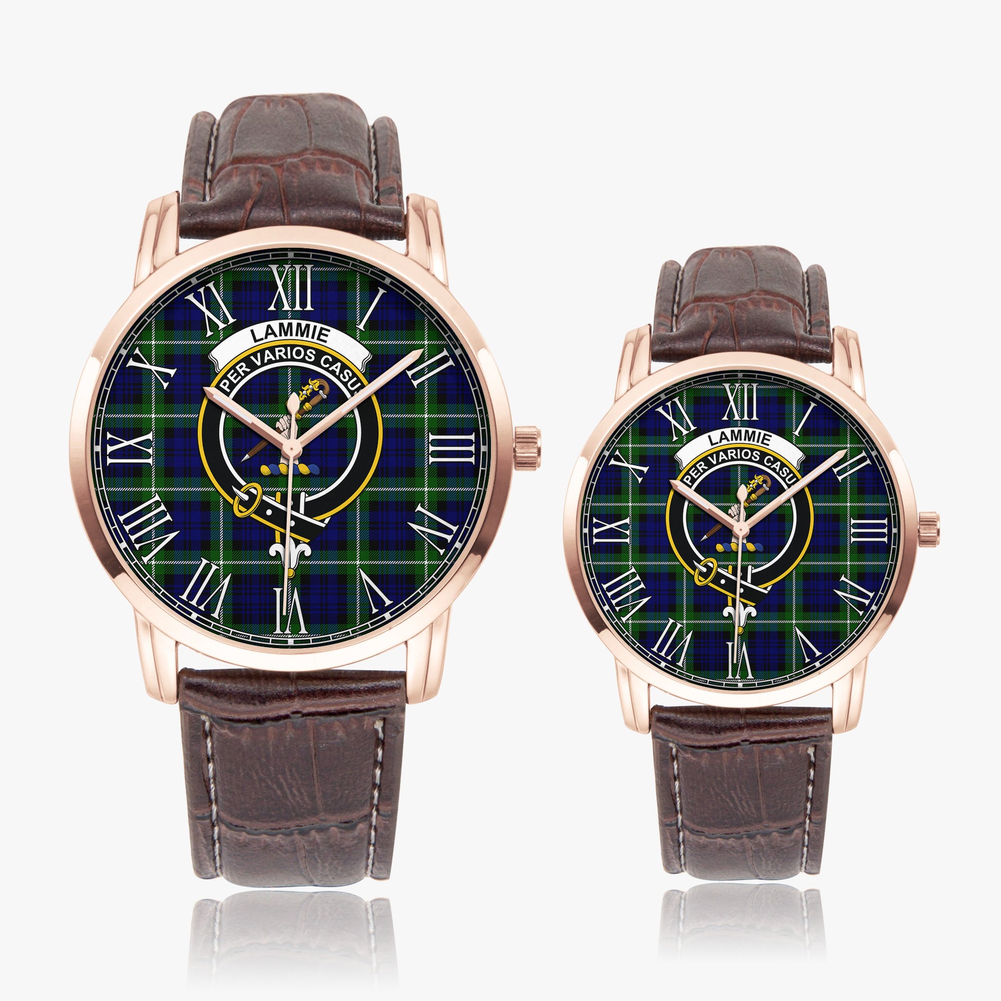 Lammie Tartan Family Crest Leather Strap Quartz Watch - Tartan Vibes Clothing