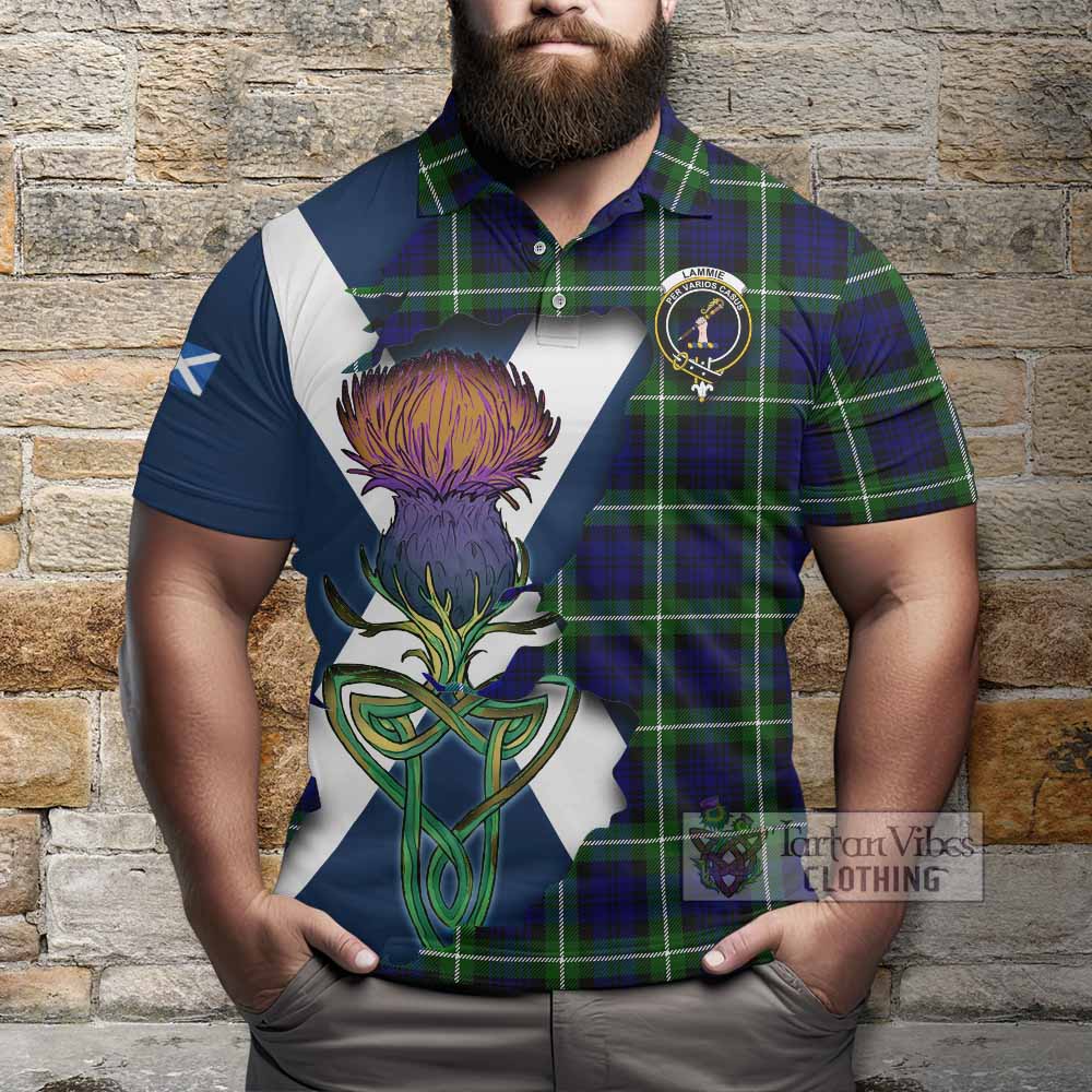 Lammie Tartan Family Crest Polo Shirt Scottish Thistle Celtic Inspired - Tartan Vibes Clothing