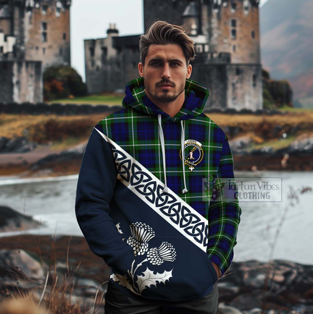 Lammie Tartan Cotton Hoodie Featuring Thistle and Scotland Map - Tartan Vibes Clothing