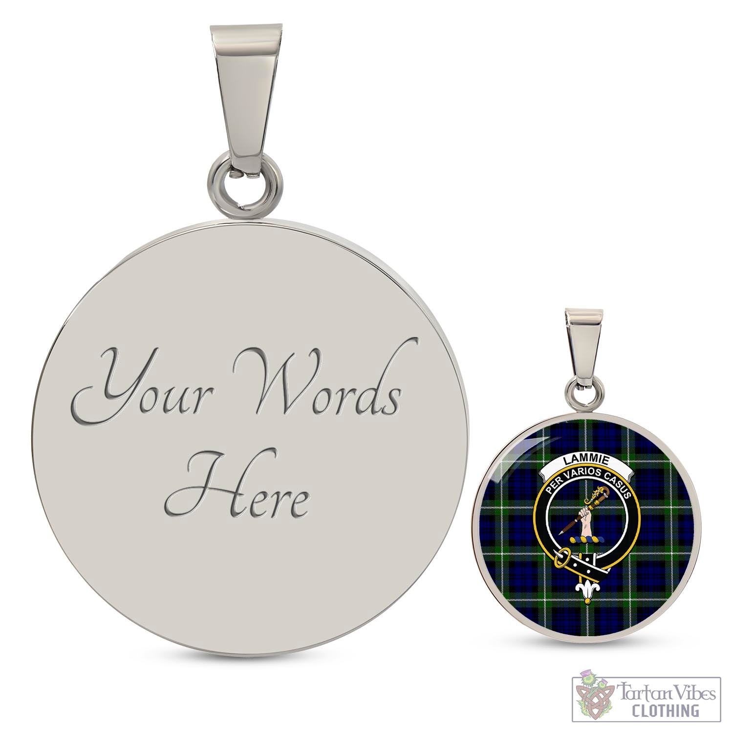 Lammie Tartan Circle Necklace with Family Crest Luxury Necklace (Silver) Yes - Tartan Vibes Clothing