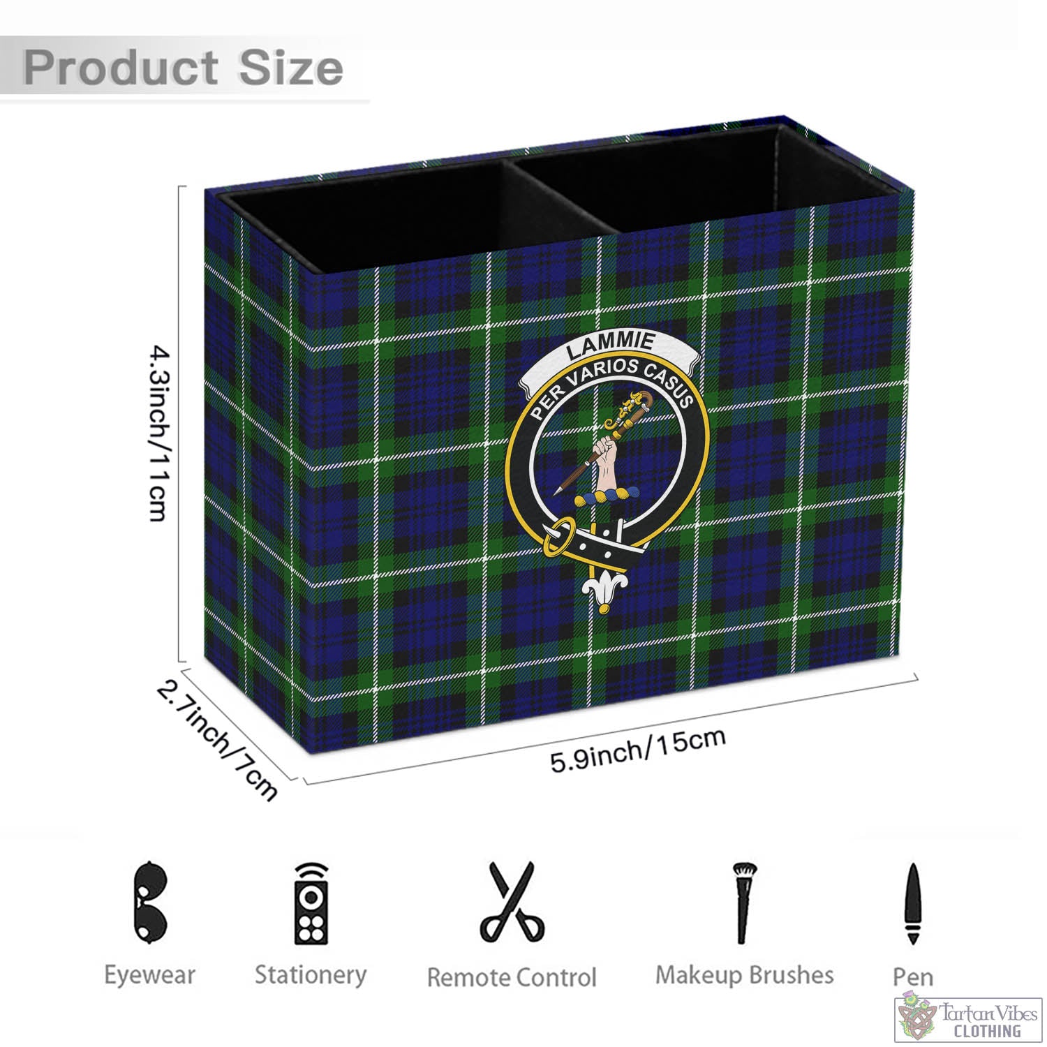 Lammie Tartan Pen Holder with Family Crest - Tartan Vibes Clothing