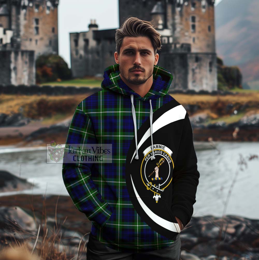 Lammie Tartan Cotton Hoodie with Family Crest Circle Style - Tartan Vibes Clothing