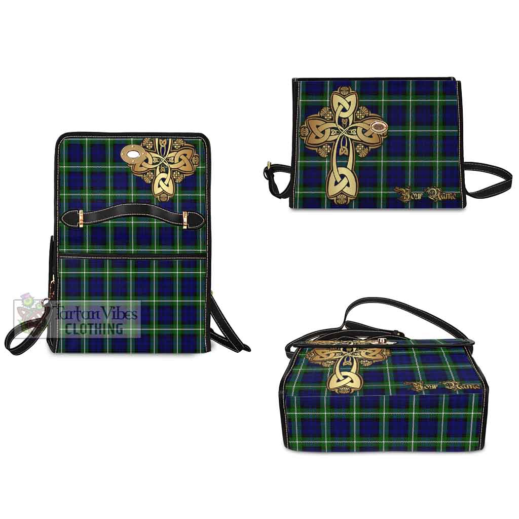 Tartan Vibes Clothing Lammie Tartan Waterproof Canvas Bag Golden Thistle Celtic Cross Style
