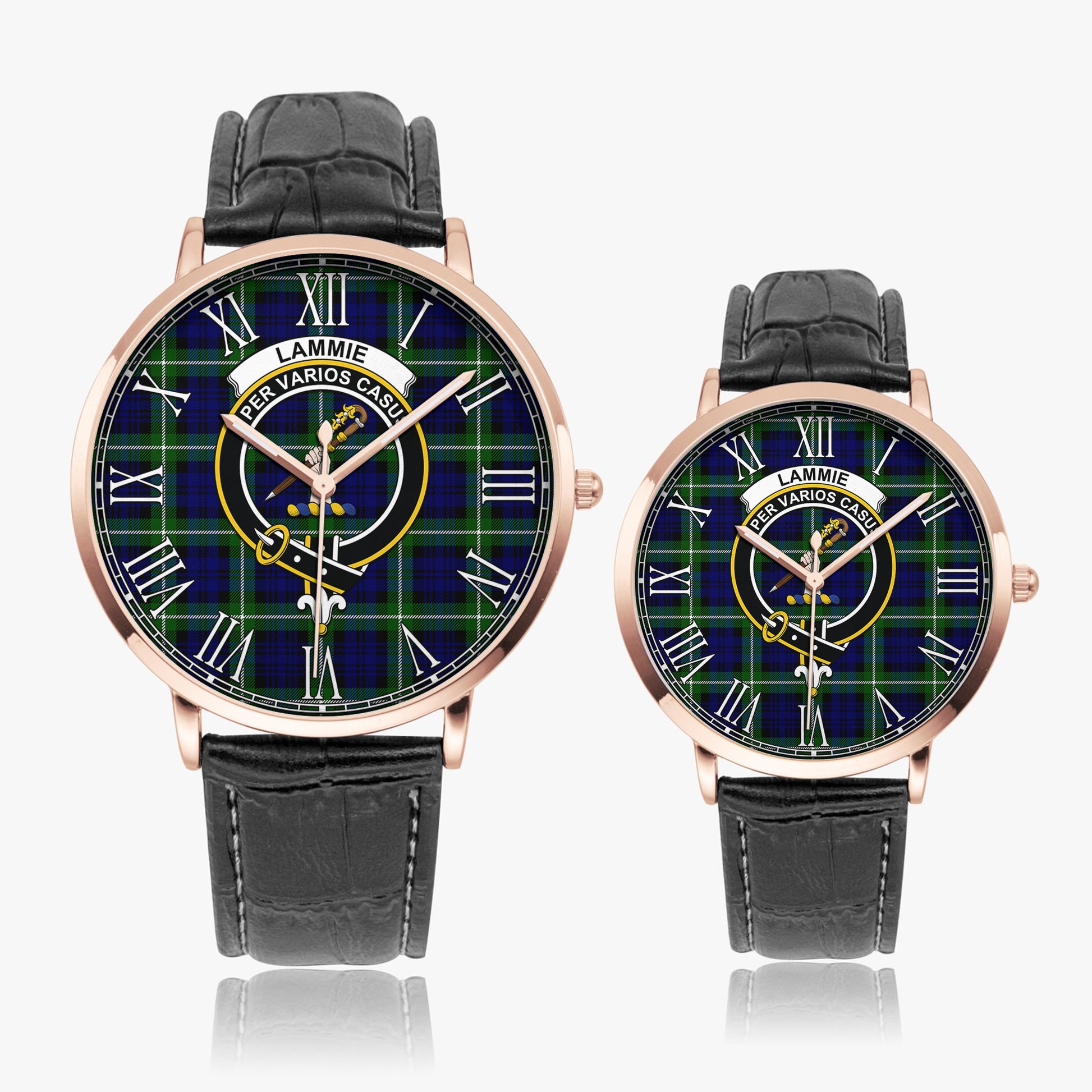 Lammie Tartan Family Crest Leather Strap Quartz Watch - Tartan Vibes Clothing