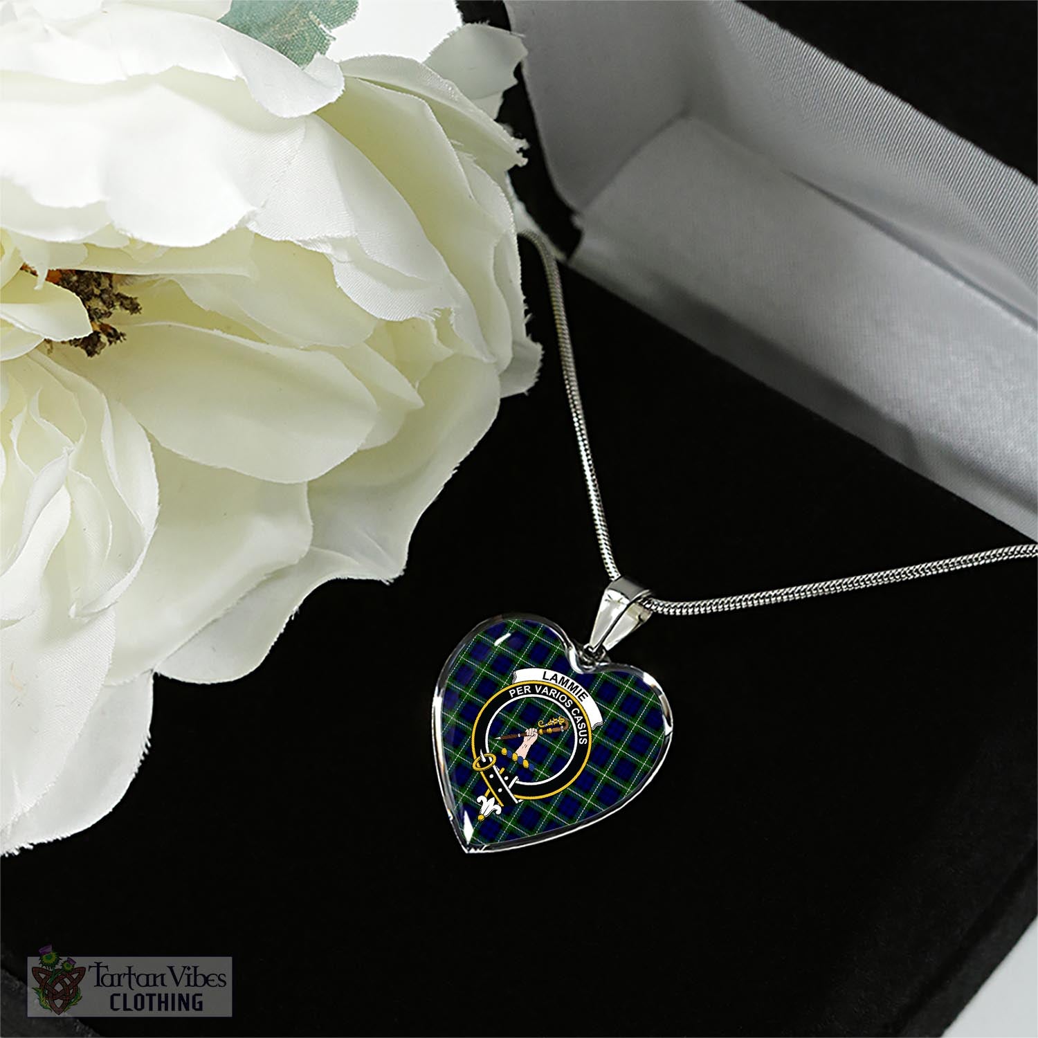 Lammie Tartan Heart Necklace with Family Crest - Tartan Vibes Clothing