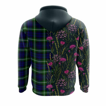 Lammie Family Crest Tartan Hoodie Scottish Thistle Flower Pattern Half Style - Tartan Vibes Clothing