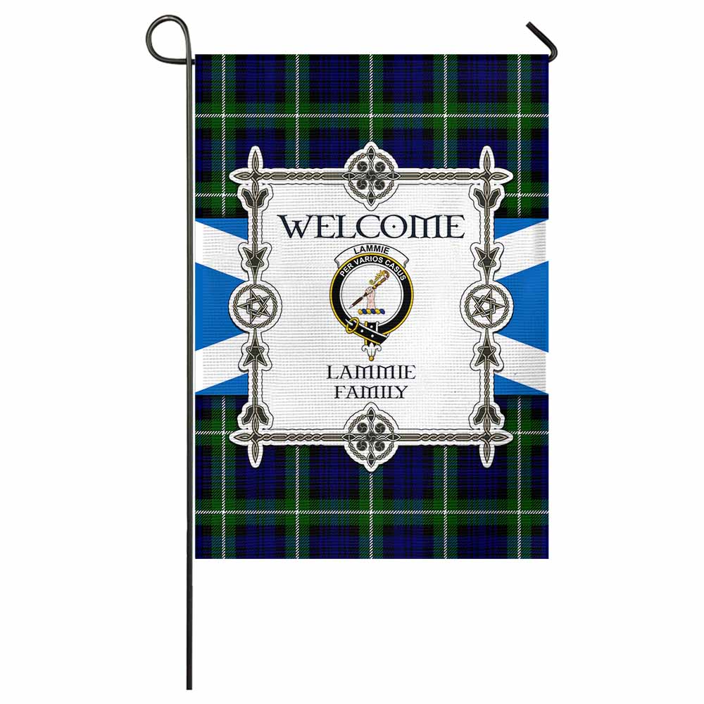 Lammie Family Crest Tartan Welcome Garden Flag Saltire Harmony Style - Tartan Vibes Clothing