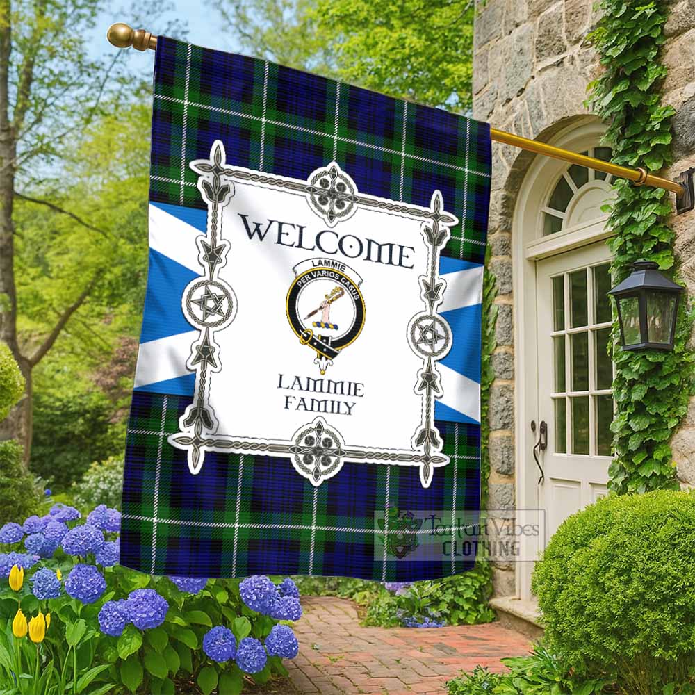 Lammie Family Crest Tartan Welcome Garden Flag Saltire Harmony Style - Tartan Vibes Clothing