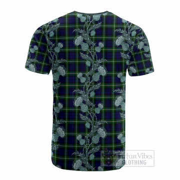 Lammie Tartan Cotton T-shirt Seamless Scottish Thistle Flowers