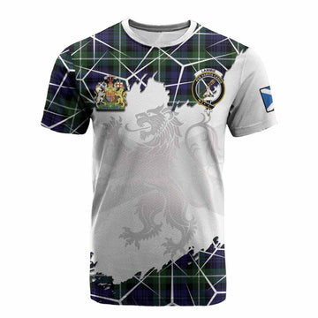 Lammie Tartan Cotton T-shirt with Family Crest and Lion Rampant Grunge Style