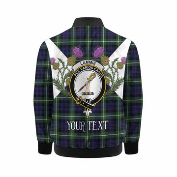 Lammie Tartan Family Crest Kid Bomber Jacket Scottish Burns Night Thistle Floral