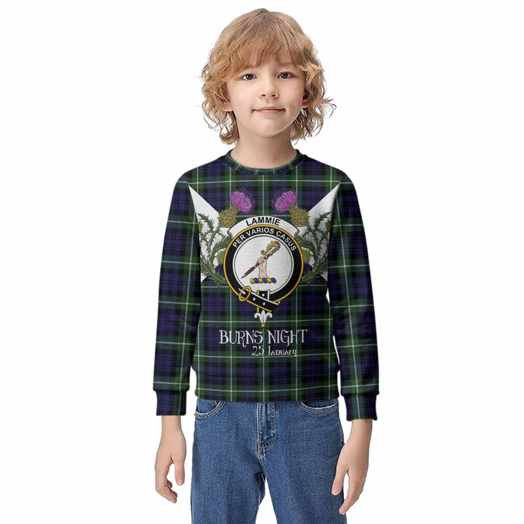 Lammie Tartan Family Crest Kid Knitted Sweatshirt Scottish Burns Night Thistle Floral