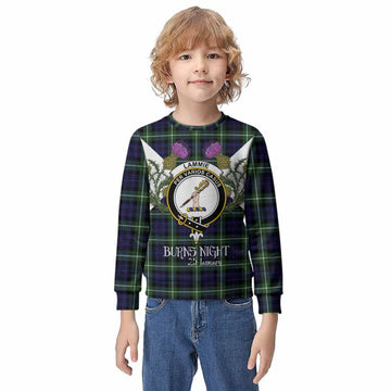 Lammie Tartan Family Crest Kid Knitted Sweatshirt Scottish Burns Night Thistle Floral