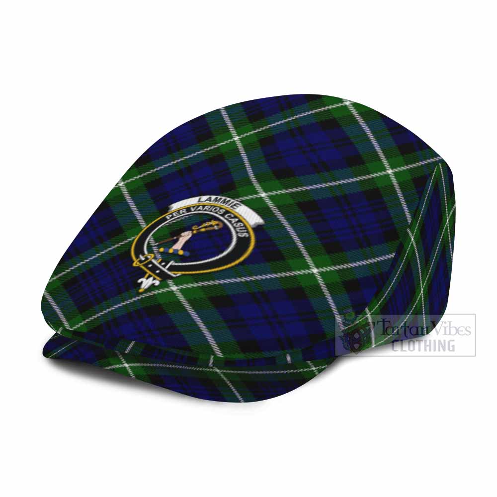 Lammie Tartan Flat Cap, Jeff Cap Cross Style with Family Crest - Tartan Vibes Clothing