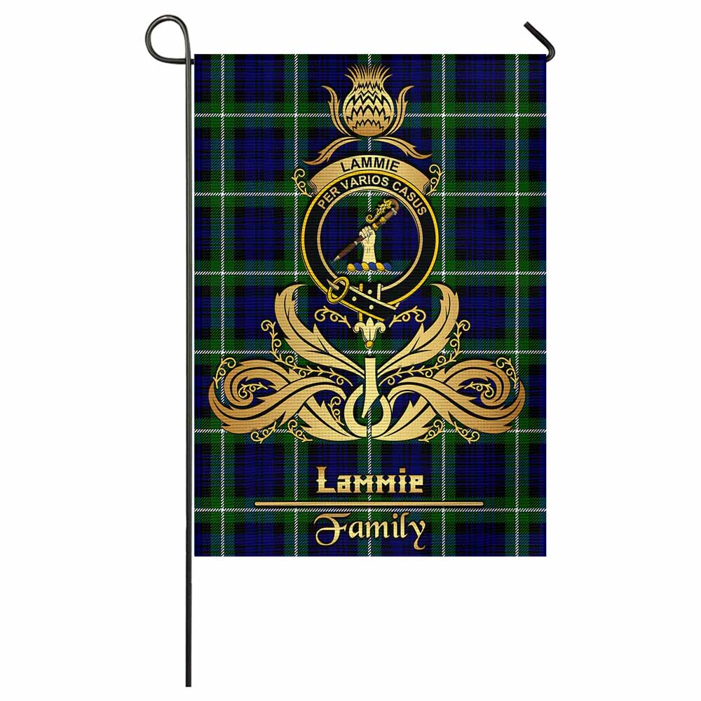 Lammie Tartan Garden Flag with Highland Thistle Cherish Family Crest Style - Tartan Vibes Clothing