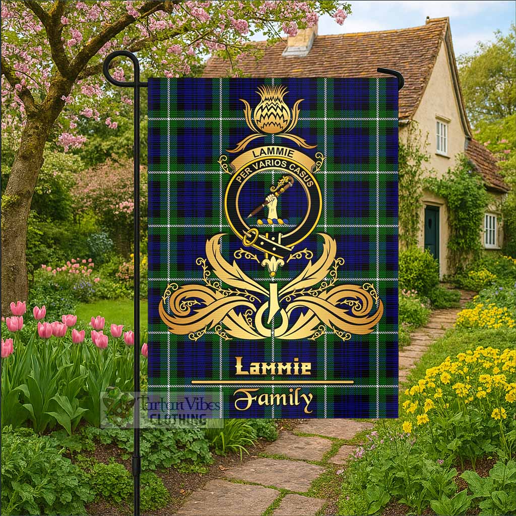 Lammie Tartan Garden Flag with Highland Thistle Cherish Family Crest Style - Tartan Vibes Clothing