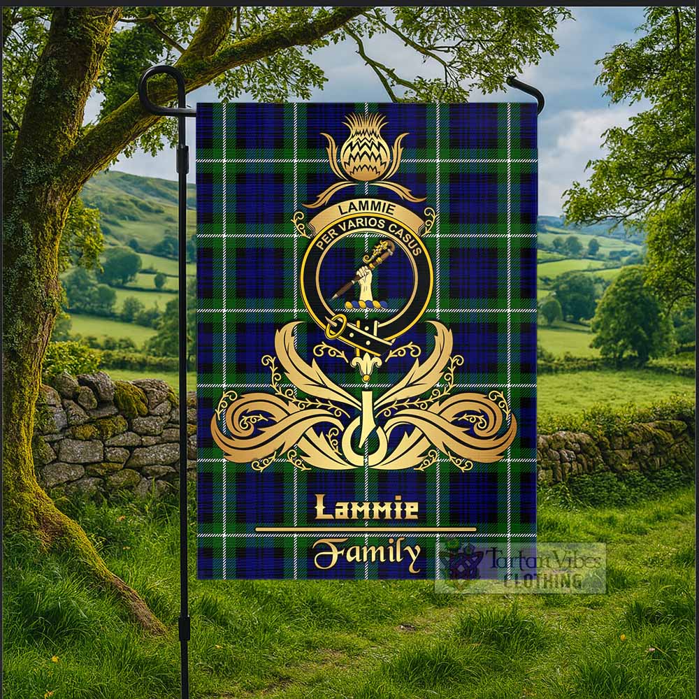 Lammie Tartan Garden Flag with Highland Thistle Cherish Family Crest Style - Tartan Vibes Clothing