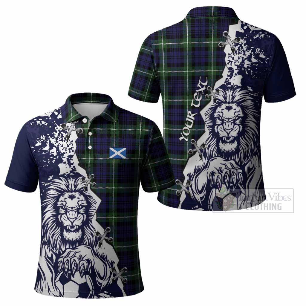 Lammie Tartan Scottish Polo Shirt Angry Lion With Soccer Ball Style