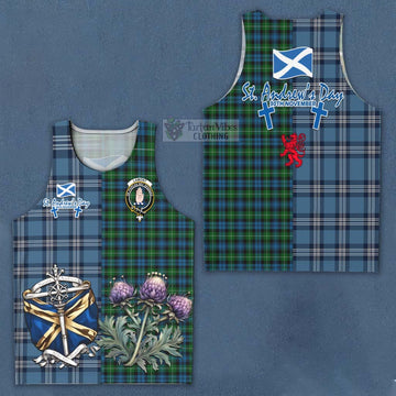 Tartan Vibes Clothing Lamont Tartan Men's Tank Top Happy St. Andrew's Day Half Tartan Style