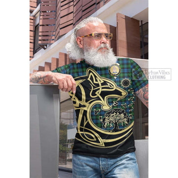 Tartan Vibes Clothing Lamont Tartan Cotton T-shirt with Family Crest Celtic Wolf Style