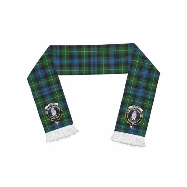 Lamont Tartan Ruffneck Scarf with Family Crest One Size 67.7*6.7 inches - Tartan Vibes Clothing