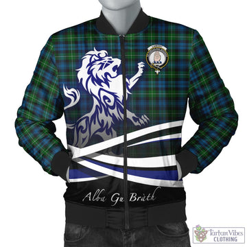 Lamont Tartan Bomber Jacket with Alba Gu Brath Regal Lion Emblem