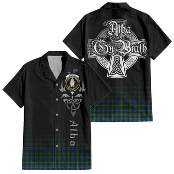 Lamont Tartan Hawaiian Shirt Shirt Featuring Alba Gu Brath Family Crest Celtic Inspired