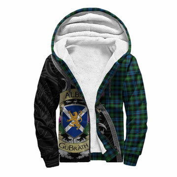 Lamont Tartan Family Crest Sherpa Hoodie Lion Rampant Royal Thistle Shield Celtic Inspired