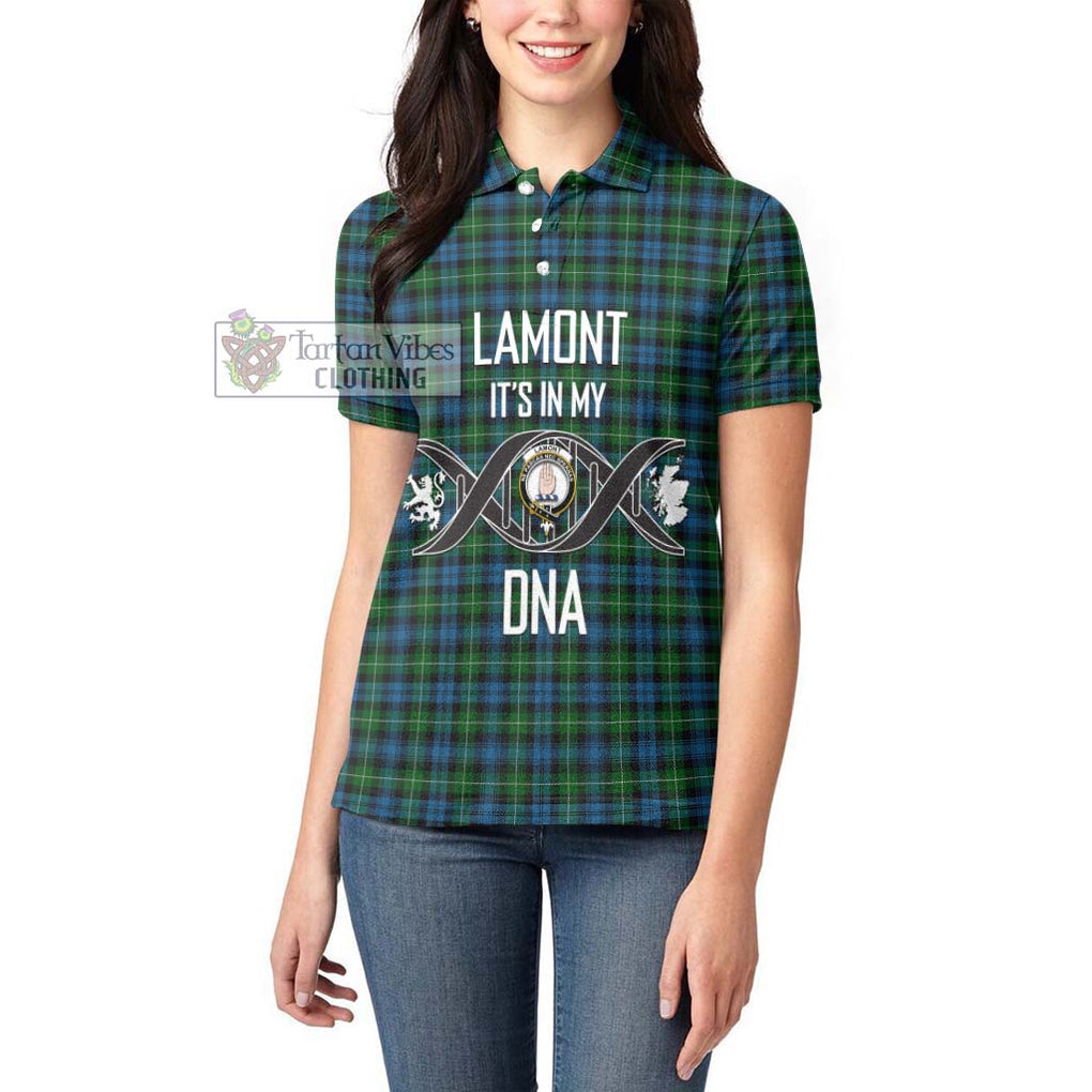 Lamont Tartan Women's Polo Shirt with Family Crest DNA In Me Style Women - Tartanvibesclothing Shop