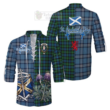 Tartan Vibes Clothing Lamont Tartan Ghillie Kilt Shirt Happy St. Andrew's Day Half Tartan Style
