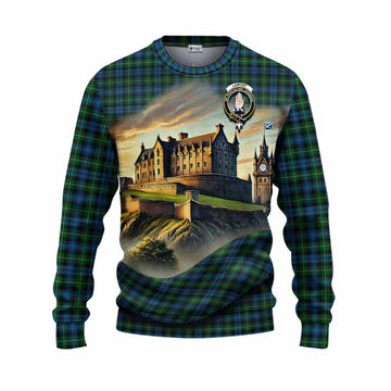 Tartan Vibes Clothing Lamont Tartan Family Crest Knitted Sweater with Scottish Ancient Castle Style