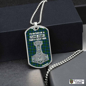 Tartan Vibes Clothing Lamont Tartan Dog Tag Necklace Viking Mjolnir Style