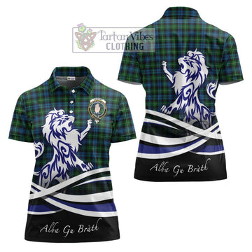 Lamont Tartan Women's Polo Shirt with Alba Gu Brath Regal Lion Emblem Women - Tartanvibesclothing Shop