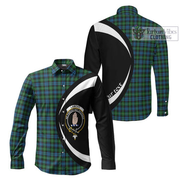Lamont Tartan Long Sleeve Button Up with Family Crest Circle Style Men's Shirt S - Tartan Vibes Clothing