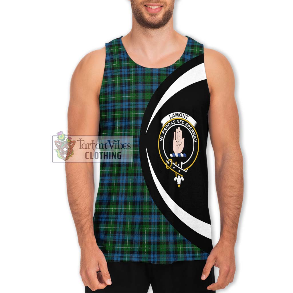 Lamont Tartan Men's Tank Top with Family Crest Circle Style Men - Tartan Vibes Clothing