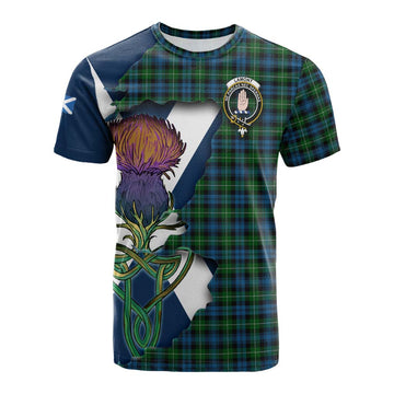 Tartan Vibes Clothing Lamont Tartan Family Crest Cotton T-shirt Scottish Thistle Celtic Inspired