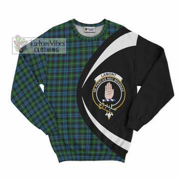Lamont Tartan Sweatshirt with Family Crest Circle Style Unisex - Tartan Vibes Clothing