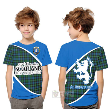 Tartan Vibes Clothing Lamont Family Crest Tartan Kid T-Shirt Celebrate Saint Andrew's Day in Style