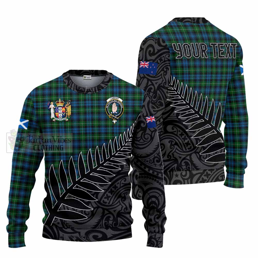 Tartan Vibes Clothing Lamont Crest Tartan Knitted Sweater with New Zealand Silver Fern Half Style