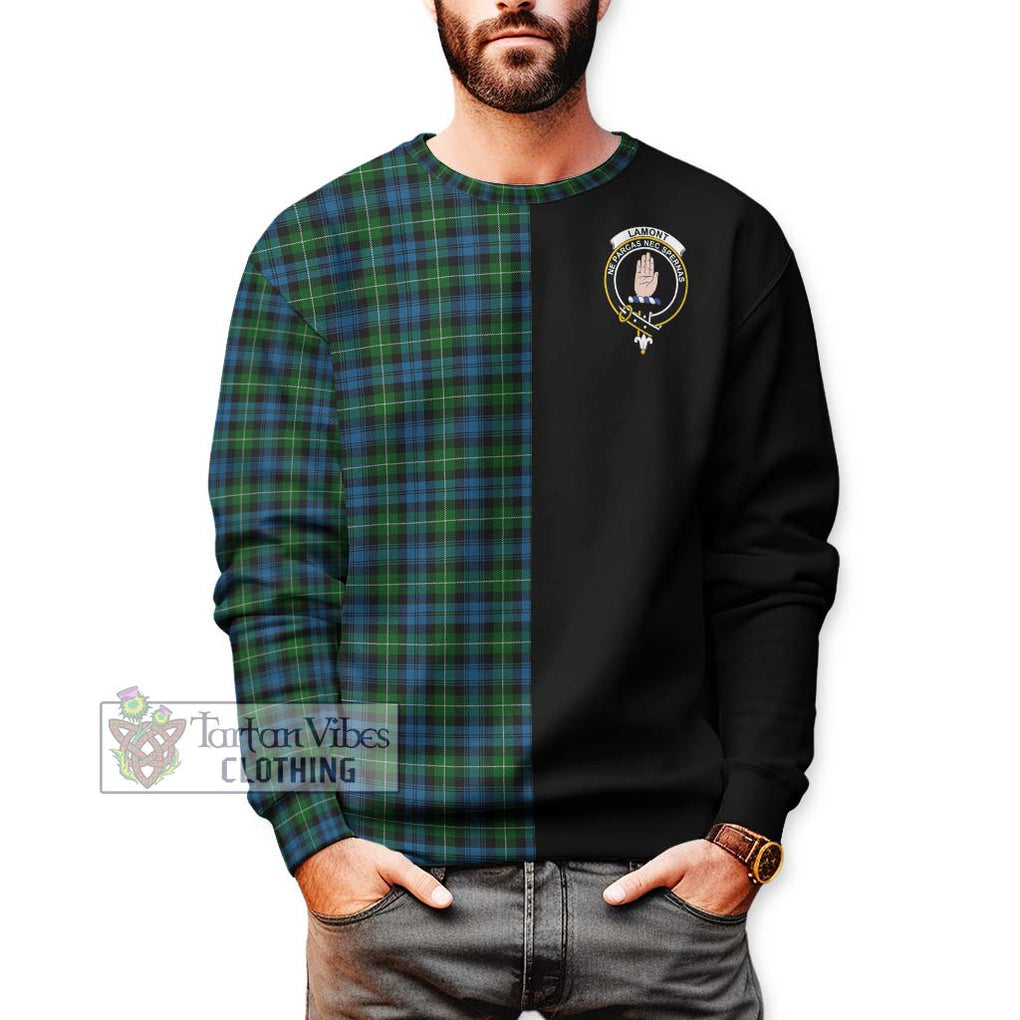 Lamont Tartan Sweatshirt with Family Crest and Half Of Me Style Unisex - Tartanvibesclothing Shop